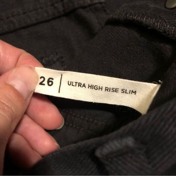 Pacsun Deep Black Distressed Ultra High Rise Slim Denim Jeans Size 26 - Picture 12 of 15